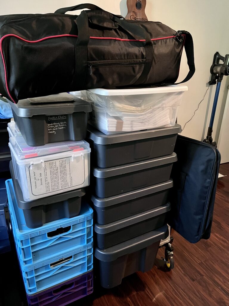 A pile of crates and such
